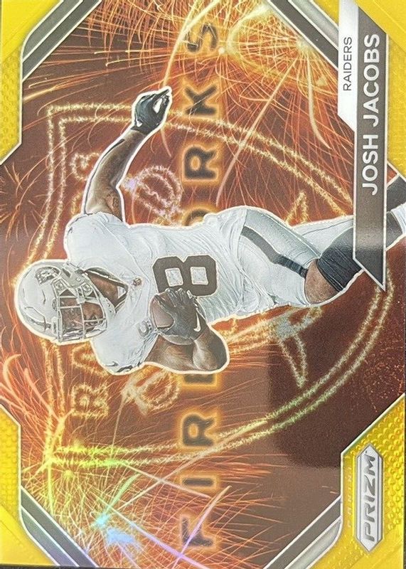 Josh Jacobs 2023 Prizm #F-17 Fireworks - Gold /10 RAW
