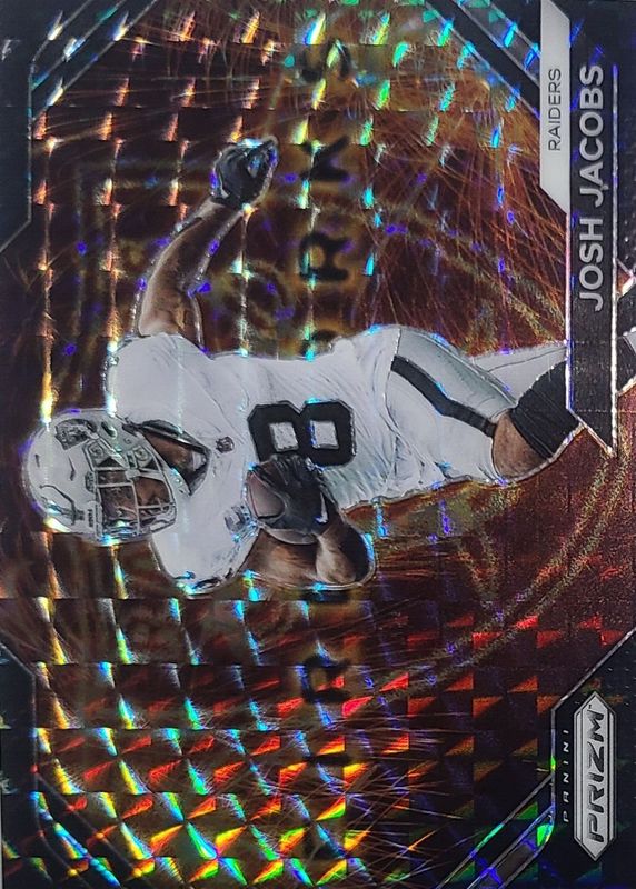 Josh Jacobs 2023 Prizm #F-17 Fireworks - Black Finite /1 RAW