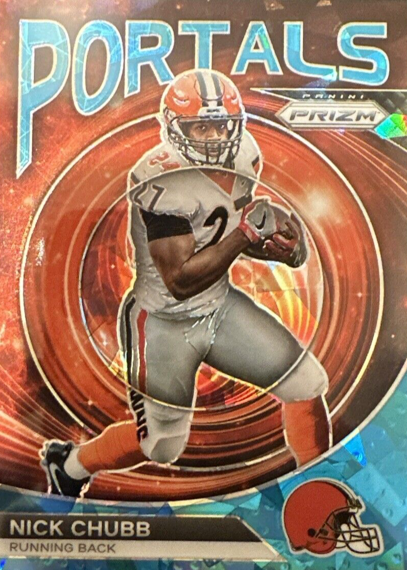 Nick Chubb 2023 Prizm #PO-9 Portals - Blue Ice /99 Price Guide