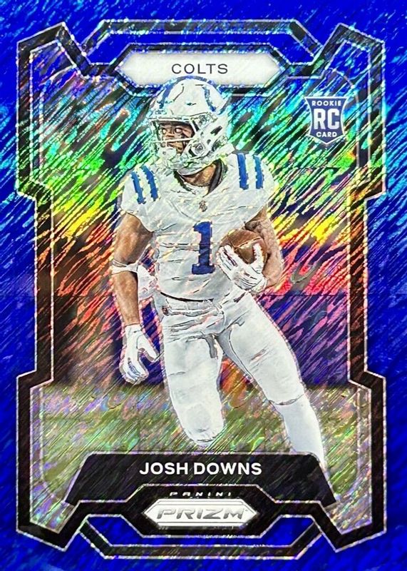 Josh Downs 2023 Prizm #345 Blue Shimmer /25 Rookie SGC 10