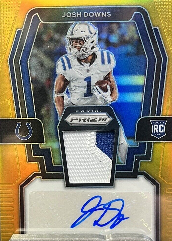 Joshページ Josh Downs 2023 Prizm #RPA-JD Rookie Patch Auto - Gold /10
