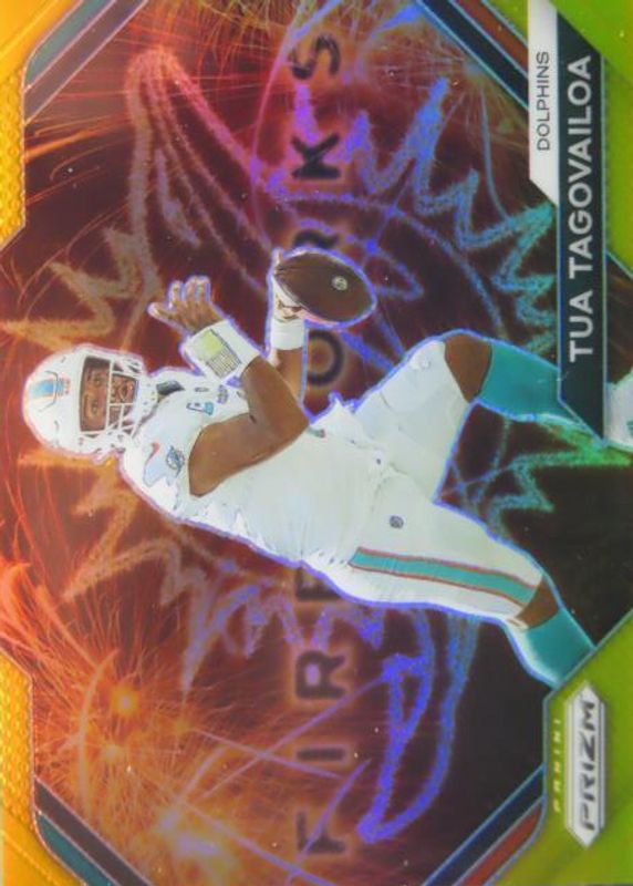 Tua Tagovailoa 2023 Prizm #F-3 Fireworks - Gold /10 RAW