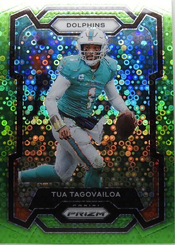 Tua Tagovailoa 2023 Prizm #190 No Huddle Neon Green /5 PSA 10