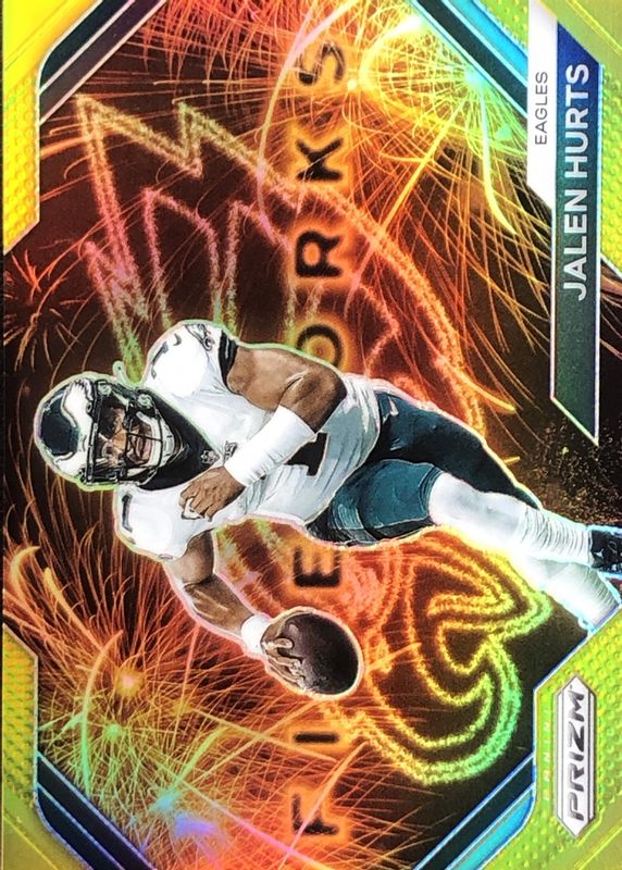 Jalen Hurts 2023 Prizm #F-1 Fireworks - Gold /10 RAW