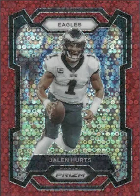 Jalen Hurts 2023 Prizm #244 No Huddle Red /70 PSA 9