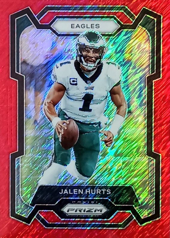 Jalen Hurts 2023 Prizm #244 Red Shimmer /35 RAW