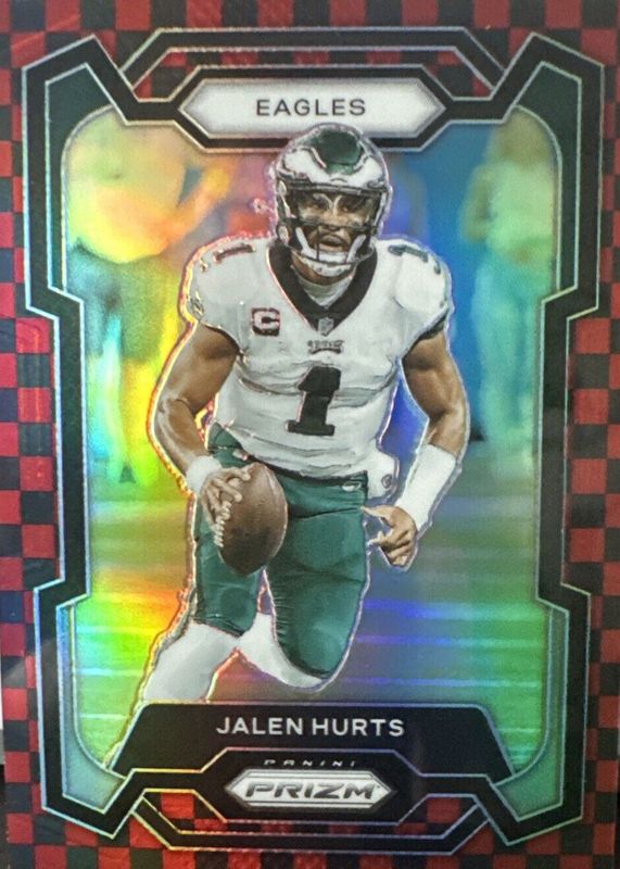 Jalen Hurts 2023 Prizm #244 Black & Red Checker /(SSP) BGS 9