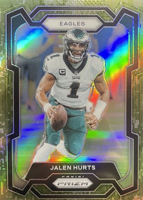 Jalen Hurts 2023 Prizm #244 Forest Camo /15 PSA 9