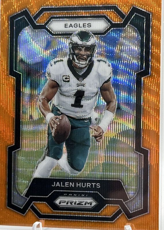 Jalen Hurts 2023 Prizm #244 Orange Wave /60 SGC 10