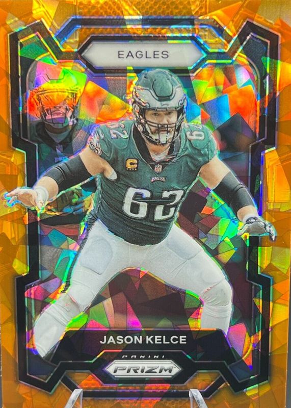 Jason Kelce 2023 Prizm #245 Orange Ice PSA 10