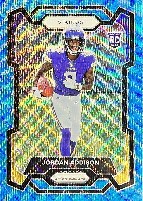 Jordan Addison 2023 Prizm #368 Blue Wave /199 Rookie PSA 9