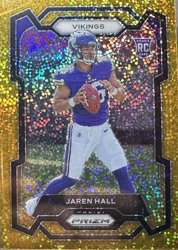 Jaren Hall 2023 Prizm #367 Gold Sparkle /24 Rookie PSA 9