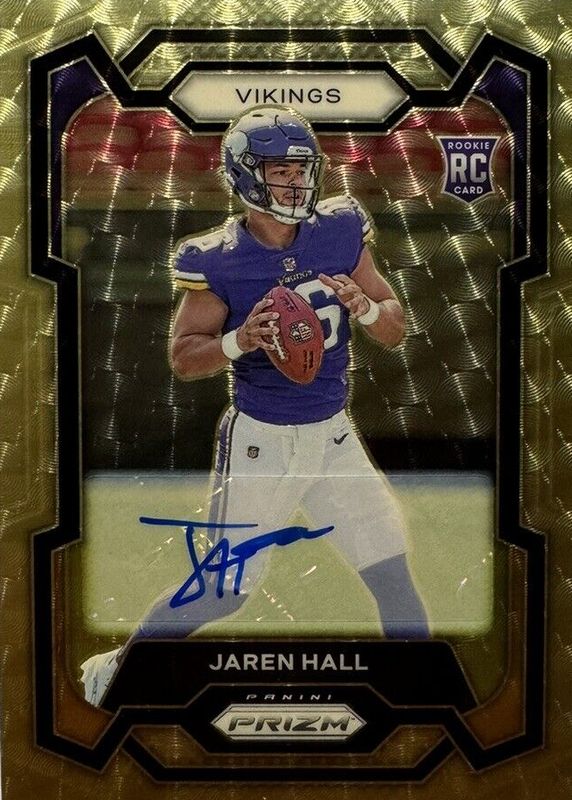 Jaren Hall 2023 Prizm #367 Rookie Autographs - Gold Vinyl /5 RAW