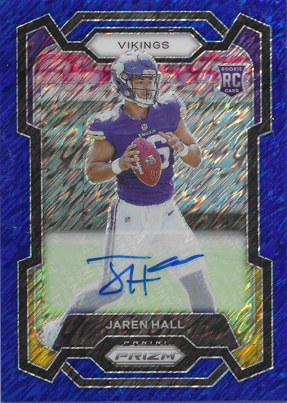 Jaren Hall 2023 Prizm #367 Rookie Autographs - Blue Shimmer /25 PSA 9