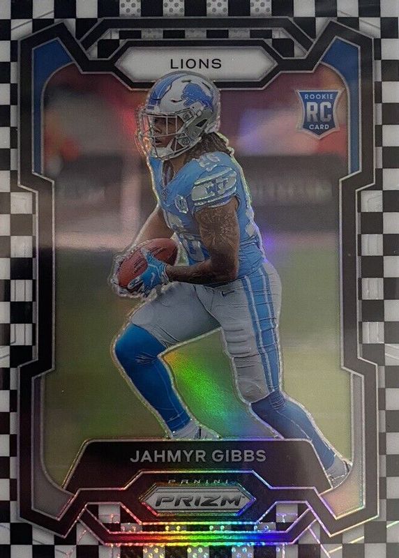 Jahmyr Gibbs 2023 Prizm #331 Black & White Checker /(SSP) Rookie BGS 9