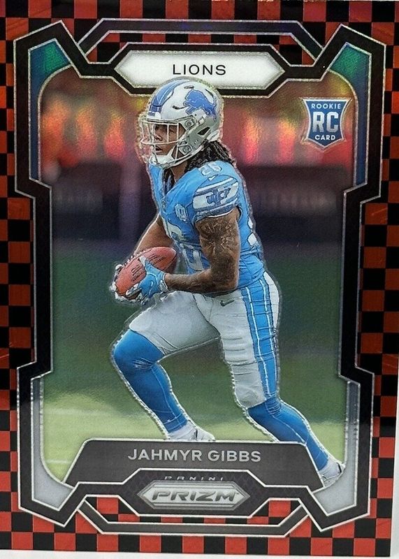 Jahmyr Gibbs 2023 Prizm #331 Black & Red Checker /(SSP) Rookie PSA 10