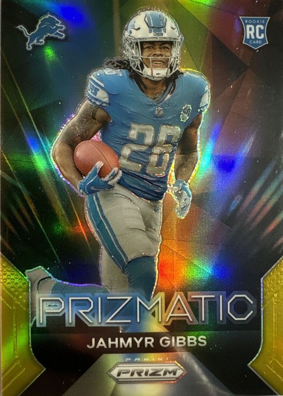 Jahmyr Gibbs 2023 Prizm #20 Prizmatic - Gold /10 Rookie PSA 10