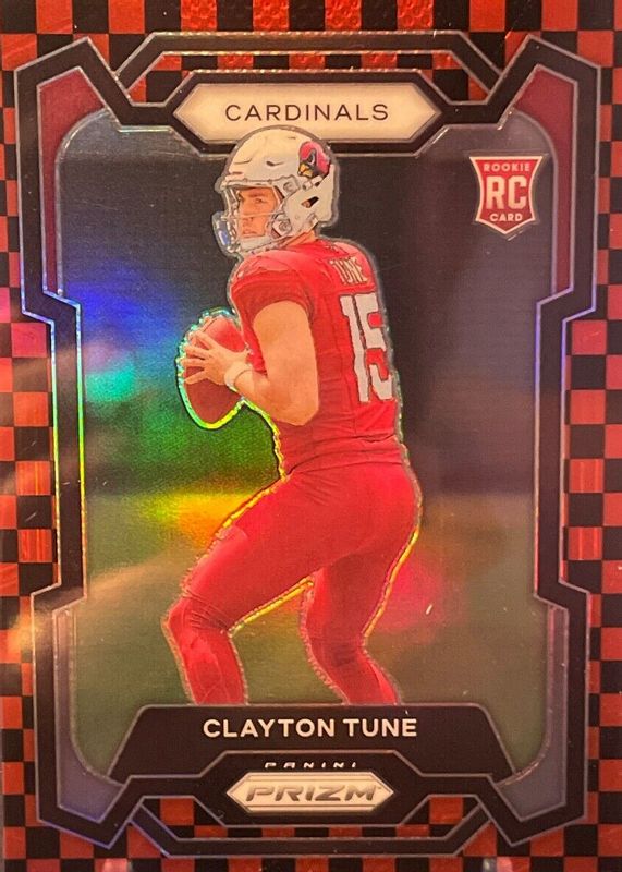 Clayton Tune 2023 Prizm #302 Black & Red Checker /(SSP) Rookie SGC 9.5