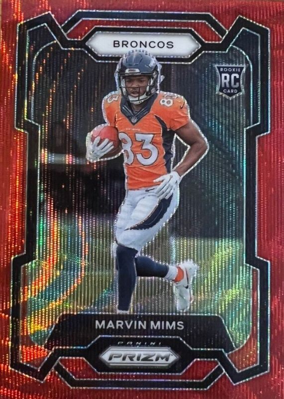 Marvin Mims 2023 Prizm #327 Red Wave /149 Rookie PSA 10