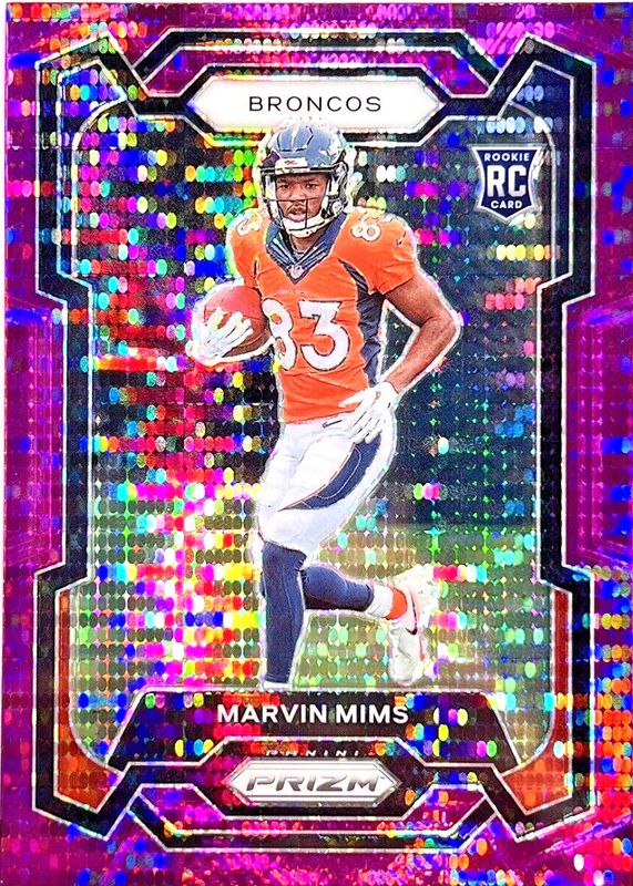 Marvin Mims 2023 Prizm #327 Purple Pulsar Rookie PSA 10