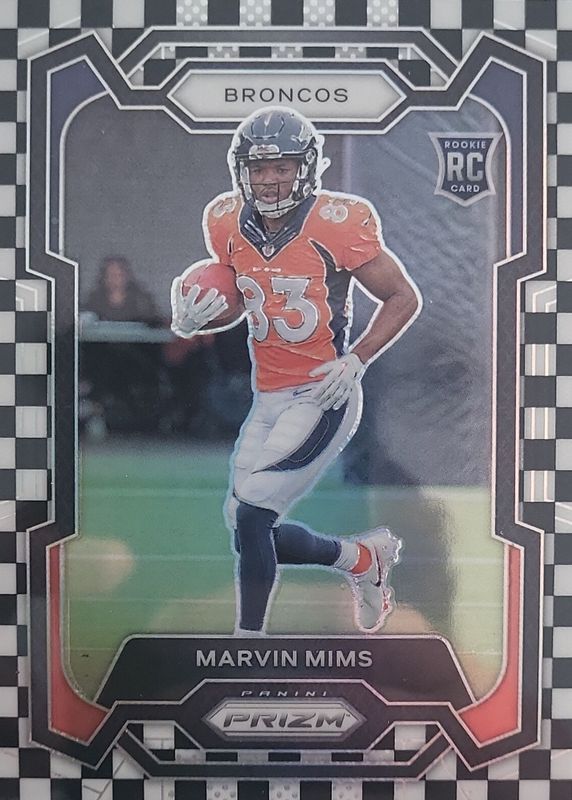 Marvin Mims 2023 Prizm #327 Black & White Checker /(SSP) Rookie PSA 10