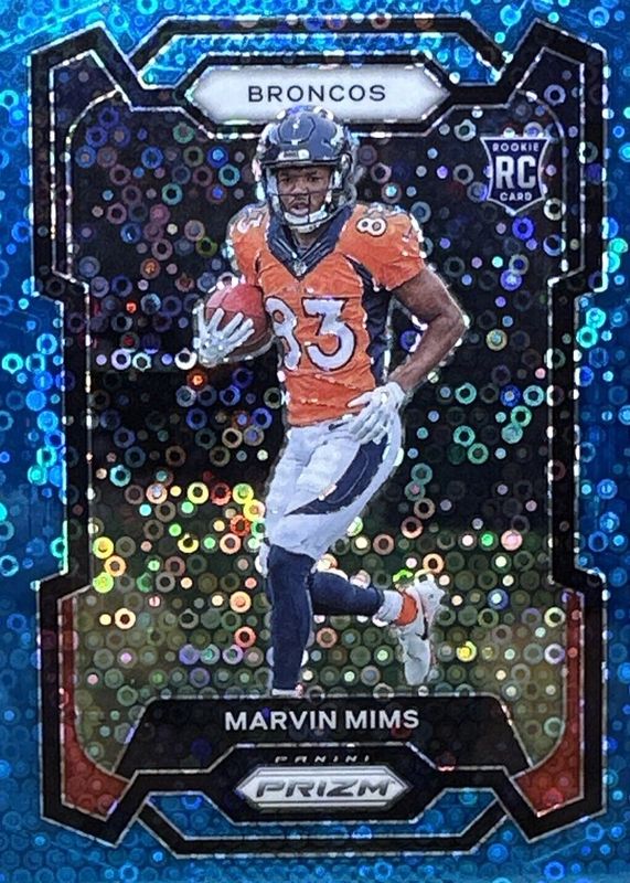 Marvin Mims 2023 Prizm #327 No Huddle Blue /95 Rookie PSA 10