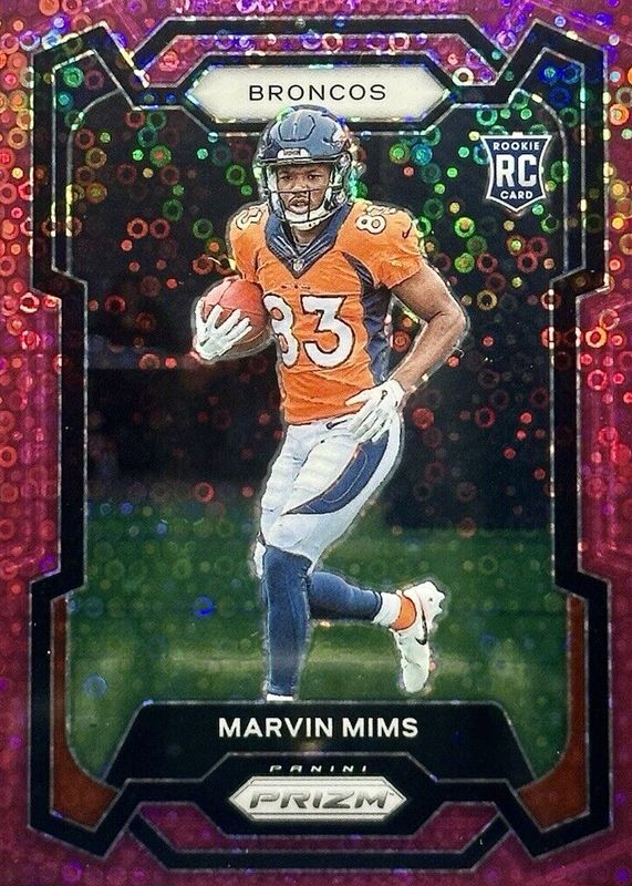 Marvin Mims 2023 Prizm #327 No Huddle Pink /15 Rookie PSA 10