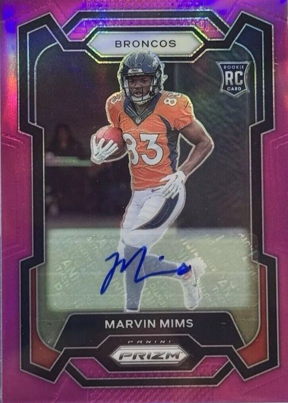 Marvin Mims 2023 Prizm #327 Rookie Autographs - Pink PSA 10