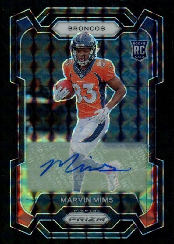 Marvin Mims 2023 Prizm #327 Rookie Autographs - Black Finite /1 PSA 10