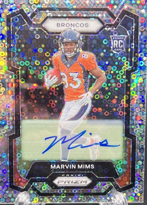 Marvin Mims 2023 Prizm #327 Rookie Autographs - No Huddle PSA 10