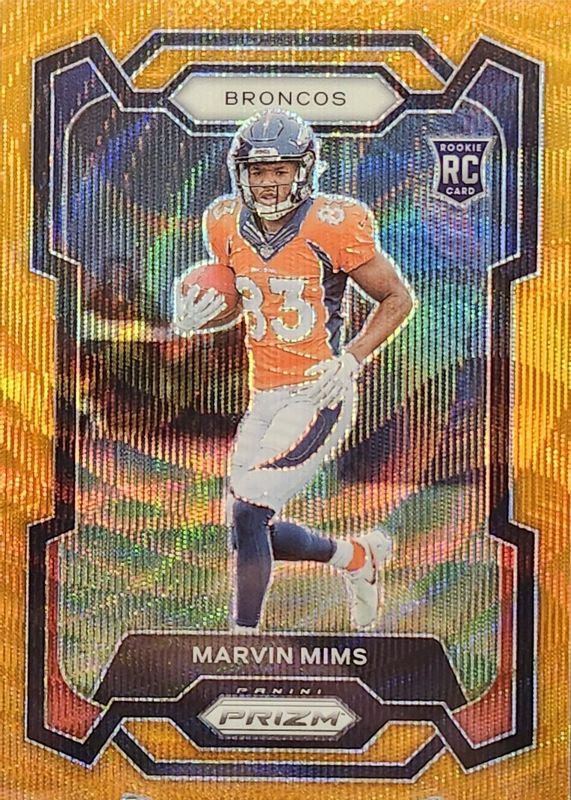 Marvin Mims 2023 Prizm #327 Orange Wave /60 Rookie PSA 10