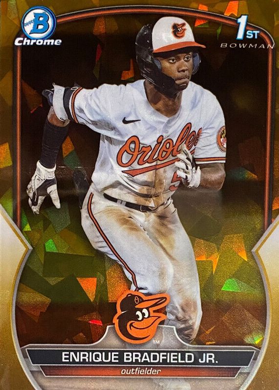 Enrique Bradfield Jr. 2023 Bowman Draft Sapphire Edition #BDC-188 Chrome - Gold /50 (1st) RAW