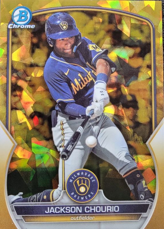 Jackson Chourio 2023 Bowman Draft Sapphire Edition #BDC-156 Chrome - Gold /50 RAW