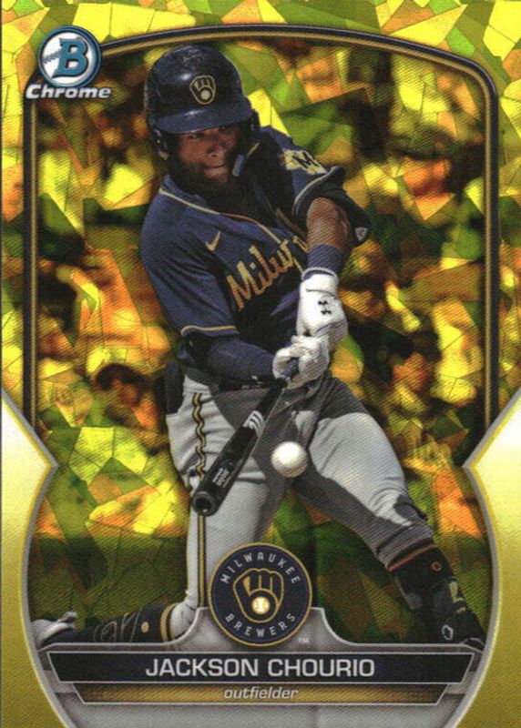 Jackson Chourio 2023 Bowman Draft Sapphire Edition #BDC-156 Chrome - Yellow /75 RAW
