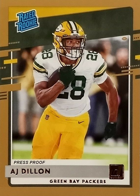 AJ Dillon 2020 Donruss #324 Press Proof Bronze Rookie RAW