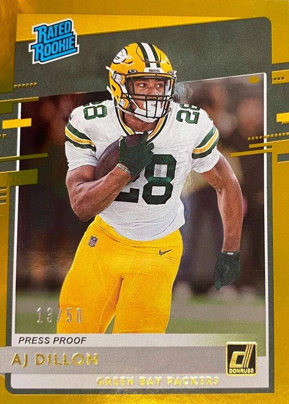 AJ Dillon 2020 Donruss #324 Press Proof Gold /50 Rookie SGC 9.5