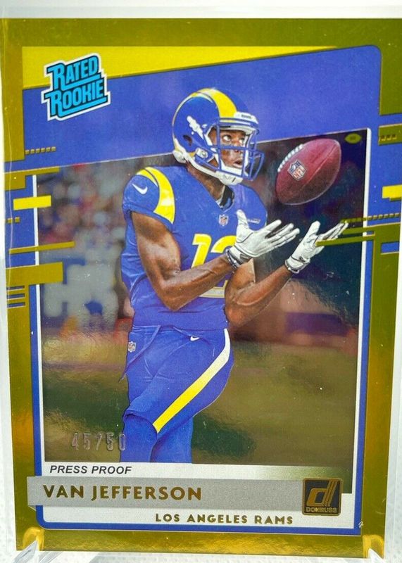 Van Jefferson 2020 Donruss #326 Press Proof Gold /50 Rookie RAW