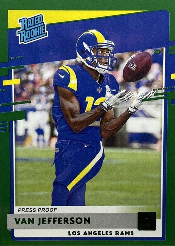 Van Jefferson 2020 Donruss #326 Press Proof Green Rookie RAW