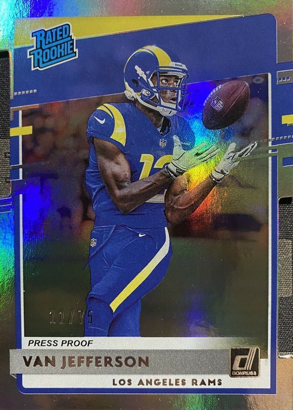 Van Jefferson 2020 Donruss #326 Press Proof Silver Die-Cut /75 Rookie RAW