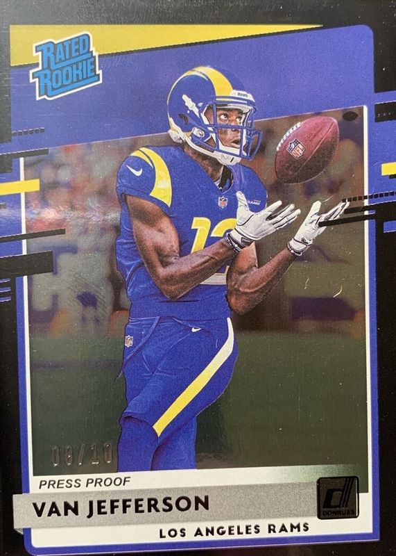 Van Jefferson 2020 Donruss #326 Press Proof Black /10 Rookie RAW