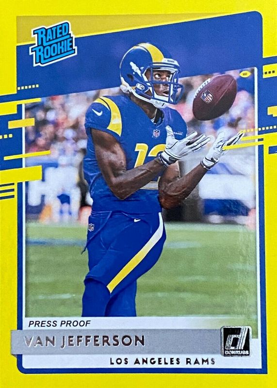 Van Jefferson 2020 Donruss #326 Press Proof Yellow Rookie RAW