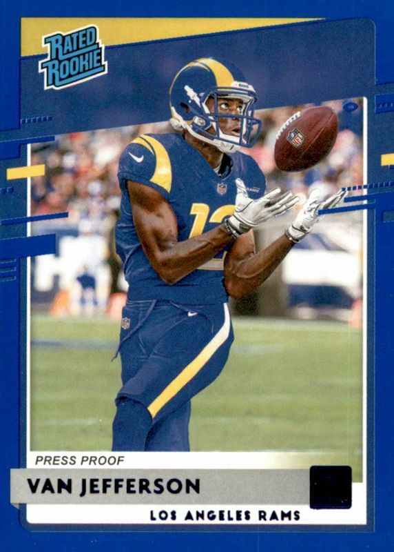 Van Jefferson 2020 Donruss #326 Press Proof Blue Rookie RAW