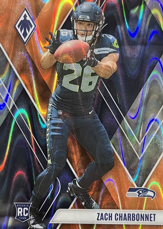 Zach Charbonnet 2023 Phoenix #127 Orange Seismic /99 Rookie RAW