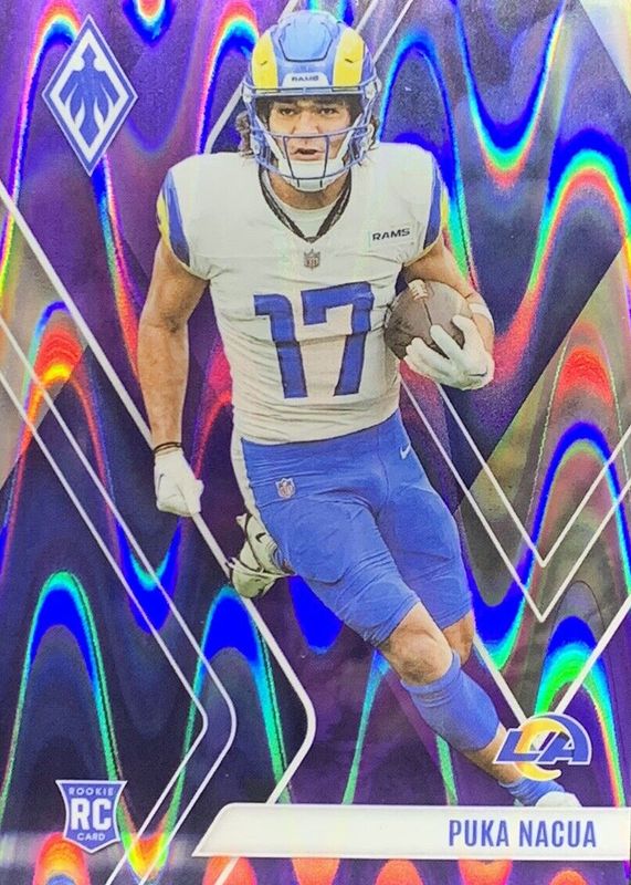 Puka Nacua 2023 Phoenix #200 Purple Seismic /125 Rookie RAW