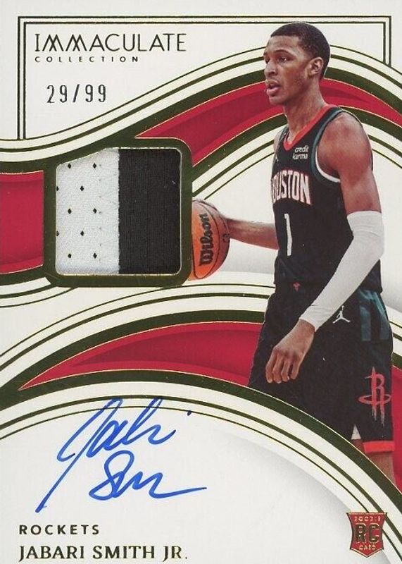 Jabari Smith Jr. 2022 Immaculate #139 Rookie Patch Auto /99 Rookie PSA 9