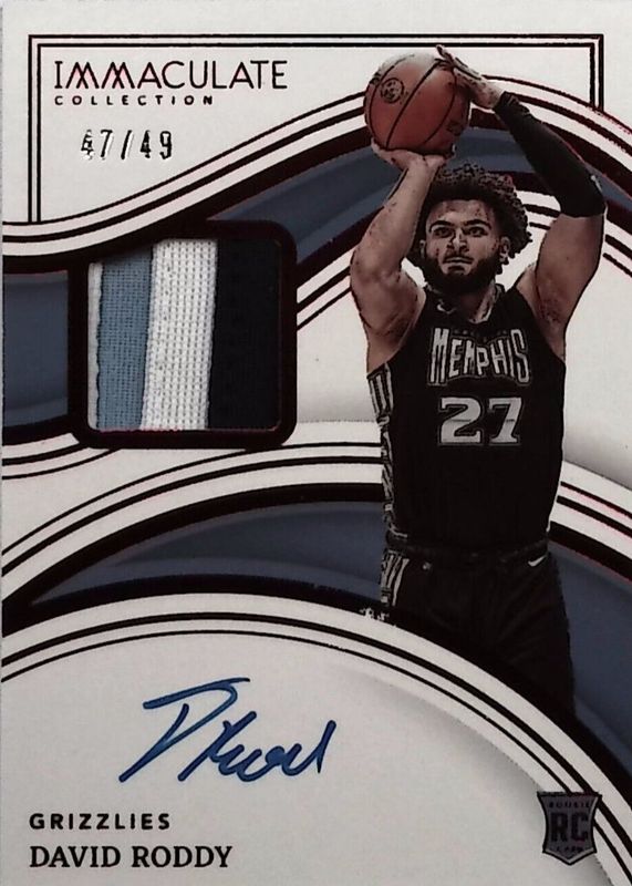 David Roddy 2022 Immaculate #120 Rookie Patch Auto - Red /49 RAW