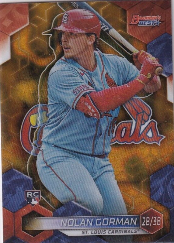 Nolan Gorman 2023 Bowman's Best #29 Gold Lava Refractor /75 Rookie PSA 10