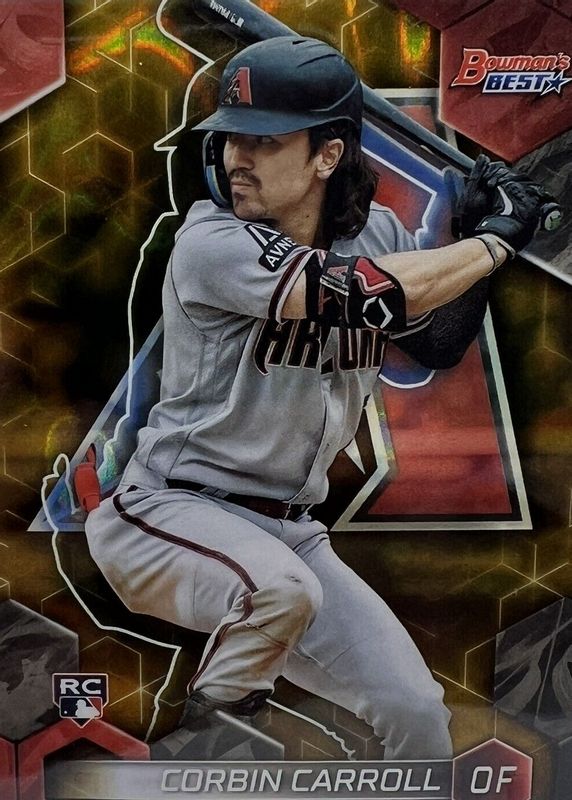 Corbin Carroll 2023 Bowman's Best #20 Gold Lava Refractor /75 Rookie RAW