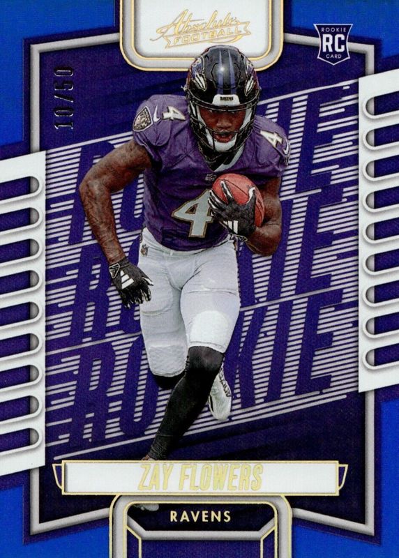 Zay Flowers 2023 Absolute #111 Blue Spectrum /50 Rookie SGC 10