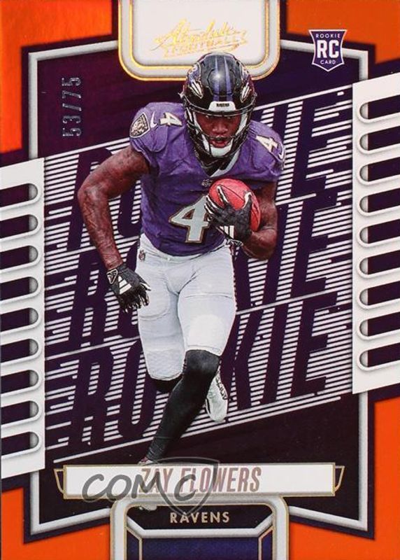 Zay Flowers 2023 Absolute #111 Orange Spectrum /75 Rookie RAW